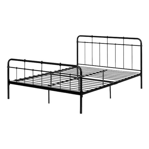 South Shore Tassio Pure Black Full Size Bed 55.75 in. W with Headboard