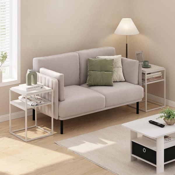 Furinno Moretti 15.04 in. Tall Solid White/White Wood 2-Shelf Stackable Bookcase