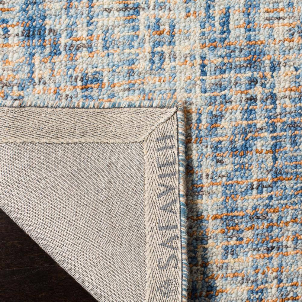 Handmade Blue Wool Abstract Tufted Reversible Rug 27" x 10"