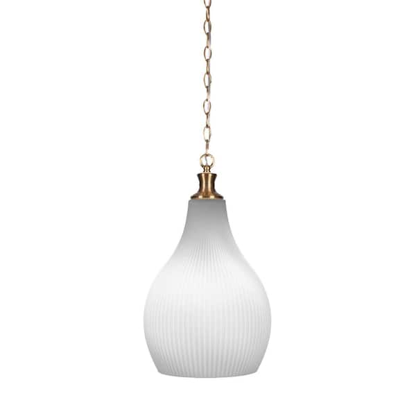 Unbranded Orleans 60-Watt 1-Light New Age Brass Shaded Mini Pendant Light with Glass Shade