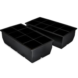 Set of Silicone Ice Cube Trays Makes 8 Large 2 in. x 2 in. Cubes Each for Beverages, Reusable and BPA Free (2-Piece)