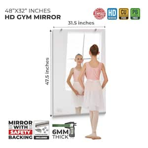 Home Gym Mirror 47.5 in. W x 31.5 in. H 1/4 in. HD Tempered Glass, Safety-Backed, Rust Resistant