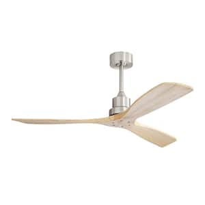 Atalanta 52 in. Outdoor Farmhouse Brushed Nickel Ceiling Fan with Remote Control Solid Wood