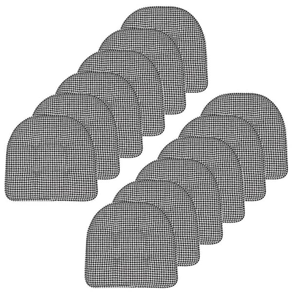 Sweet Home Collection Blue, Pinstripe Memory Foam U-Shaped 17 in. x 16 in. Non-Slip Indoor/Outdoor Chair Seat Cushion (12-Pack)