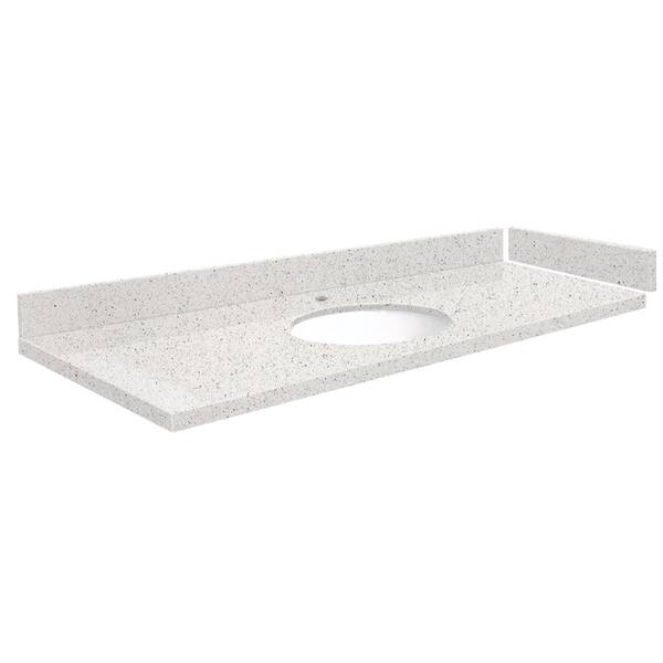 Transolid Silestone 58.25 in. W x 22.25 in. D Quartz White Round Single Sink Vanity Top in Stellar Snow