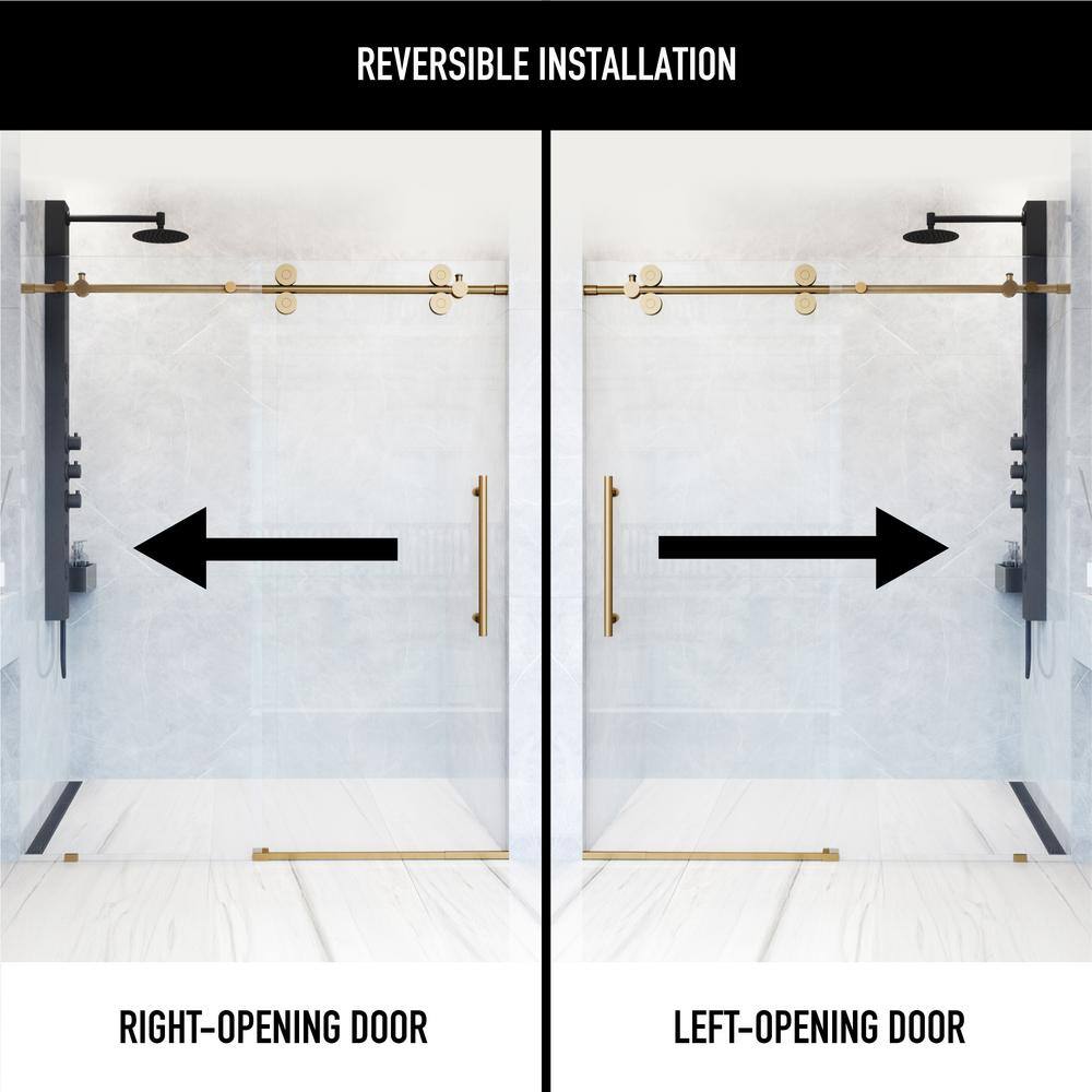 Elan 44-48" Matte Brushed Gold Frameless Sliding Shower Door with Clear Glass