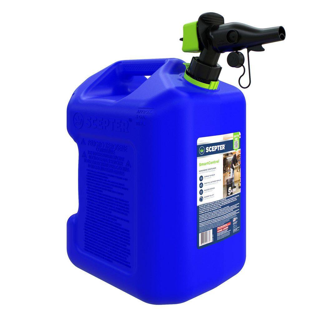 Scepter 5 Gal SmartControl Kerosene Can With Rear Handle Blue Fuel 