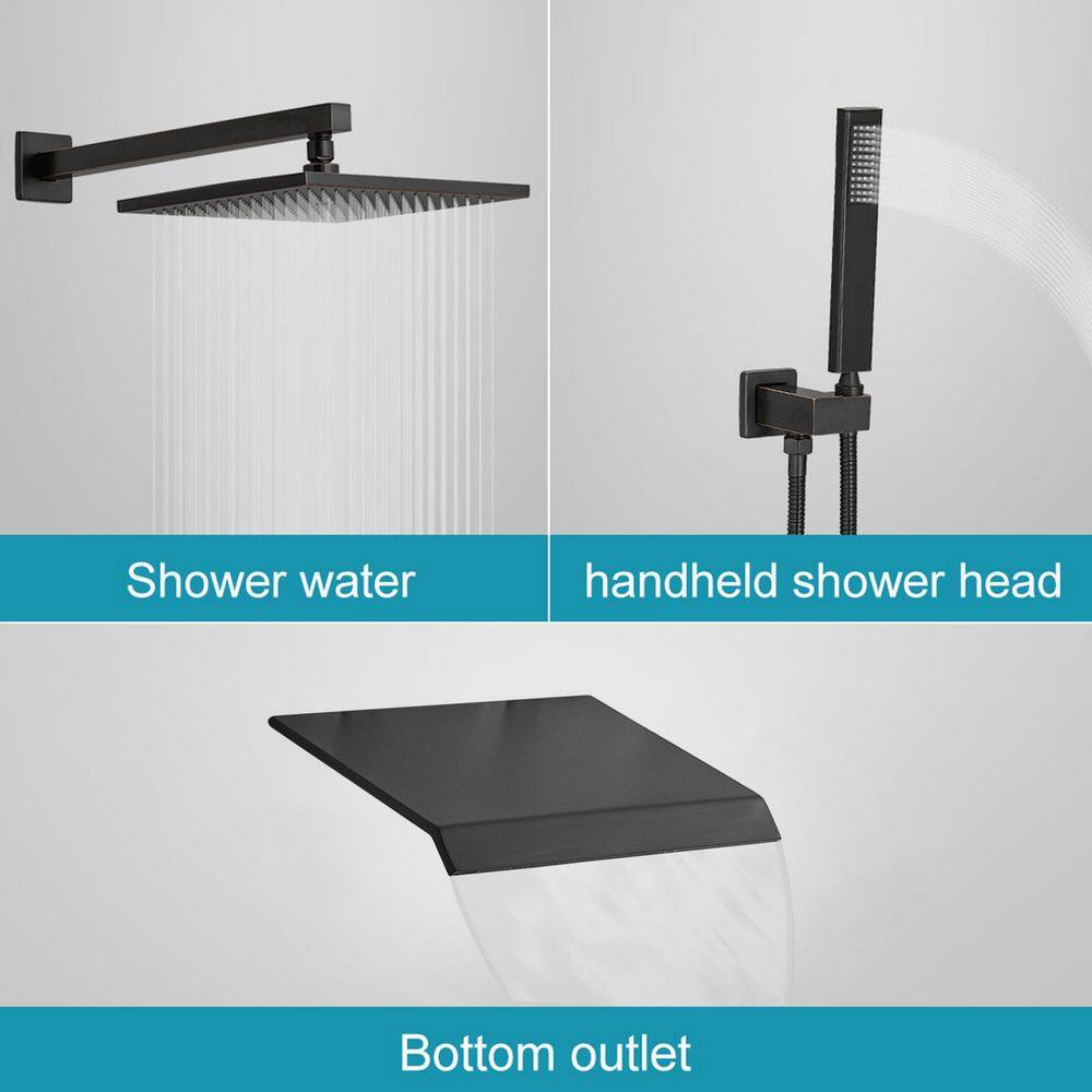 Matte Black Stainless Steel 10" Rain Shower Head with Handheld