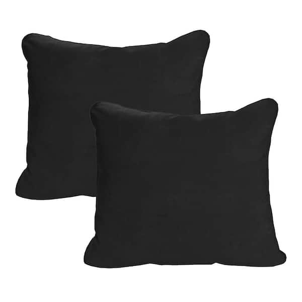 24 in. W x 21 in. H x 6 in. T Rectangular Outdoor Chair Back Cushion in Canvas Black (2-Pack)