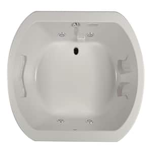 ANZA 66 in. x 36 in. Oval Whirlpool Bathtub with Center Drain in Oyster