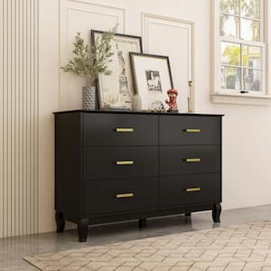 Black Wooden File Cabinet, Chest of Drawers, Dresser with 6-Drawers, 47.2 in. W x 15.7 in. D x 31.5 in. H