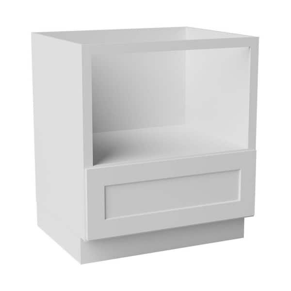30 in. W x 24 in. D x 34.5 in. H Ready to Assemble Solid Wood Shaker Base Microwave Kitchen Cabinet in White