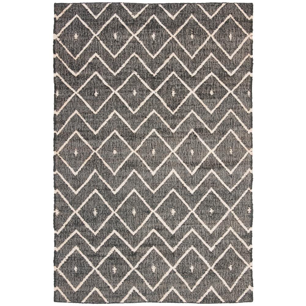 Handmade Charcoal and Natural Wool Cotton 6' x 9' Area Rug