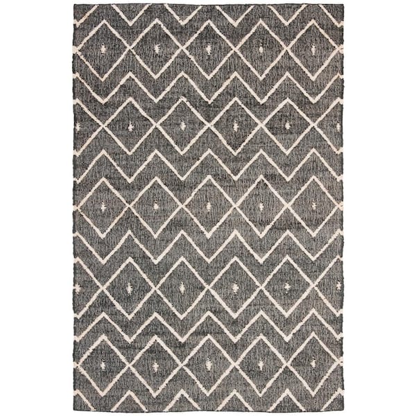 SAFAVIEH Kilim Charcoal/Natural 6 ft. x 9 ft. Geometric Diamonds Area Rug