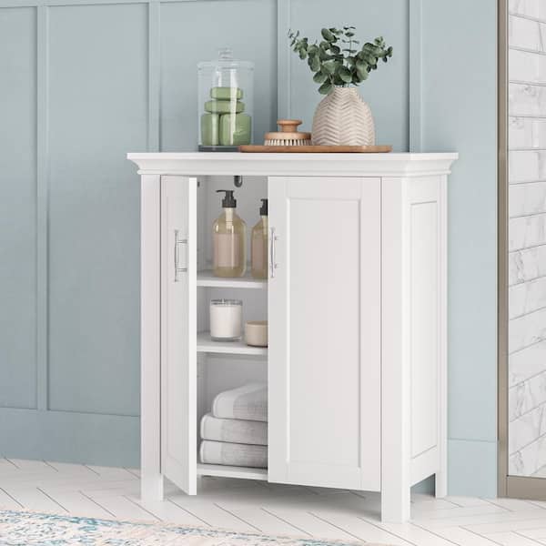 Somerset 23.75 in. W x 11.81 in. D x 27.63 in. H White 2-Door Bathroom Storage Cabinet Organizer with Adjustable Shelf
