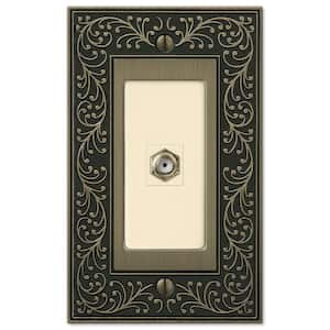 English Garden 1 Gang Coax Metal Wall Plate - Brushed Brass