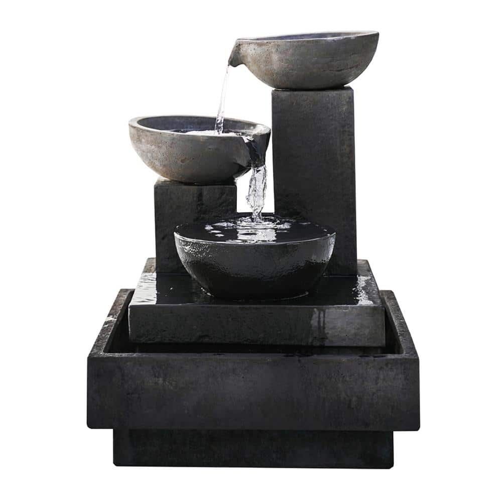 A & B Home Signature Trio Cascade Outdoor Fountain - 27.5" X 27.5" X 35 ...