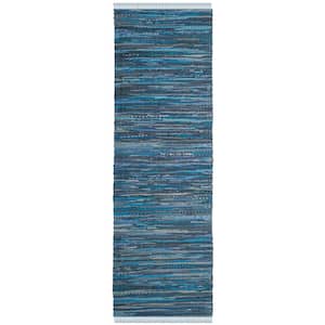 Rag Rug Blue/Multi 2 ft. x 5 ft. Striped Speckled Runner Rug
