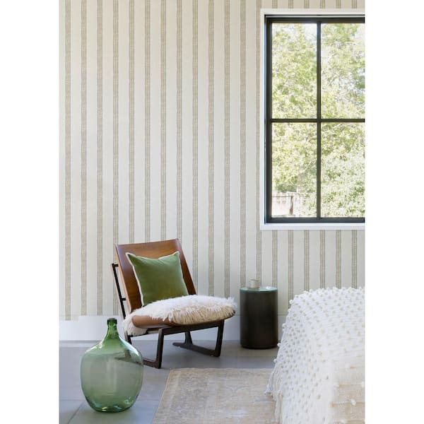 Mandevilla Honey Yellow Vine Stripe Wallpaper