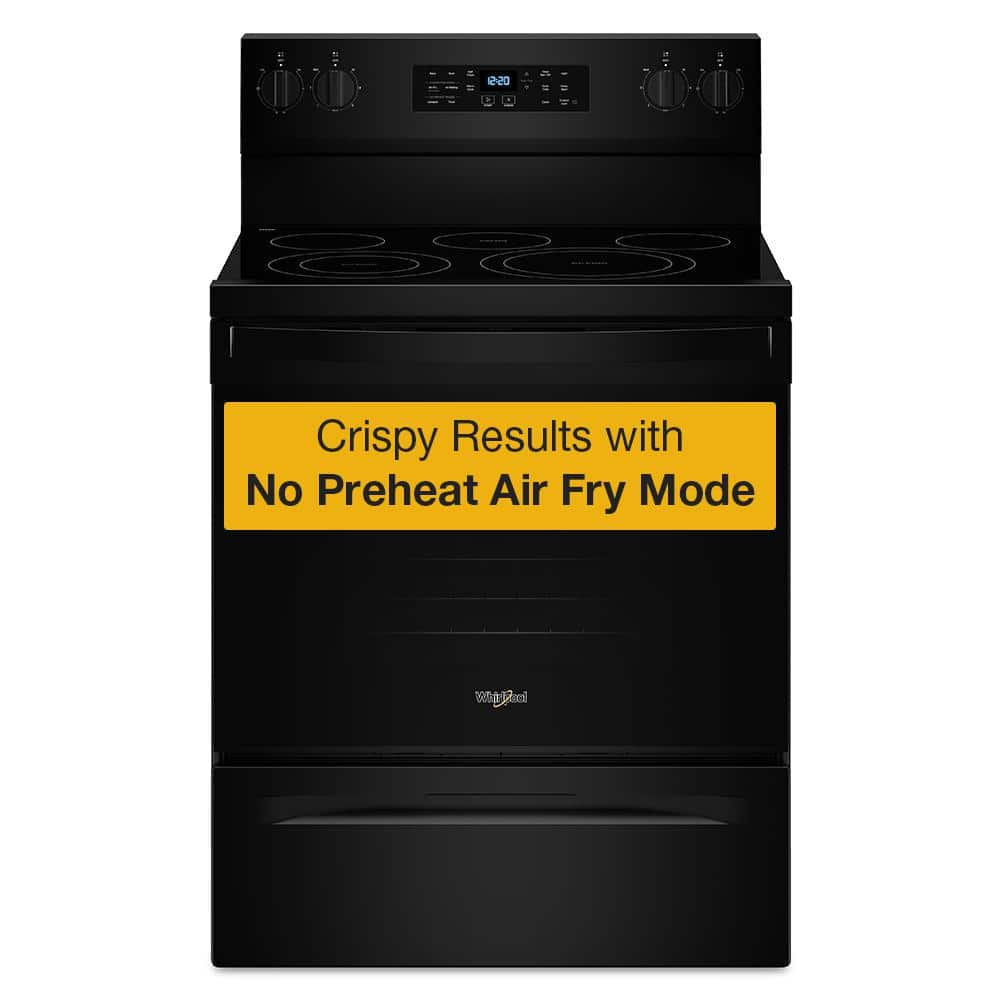 Whirlpool 30 in. 5-Element Freestanding Electric Range in Black with Air Cooking Technology