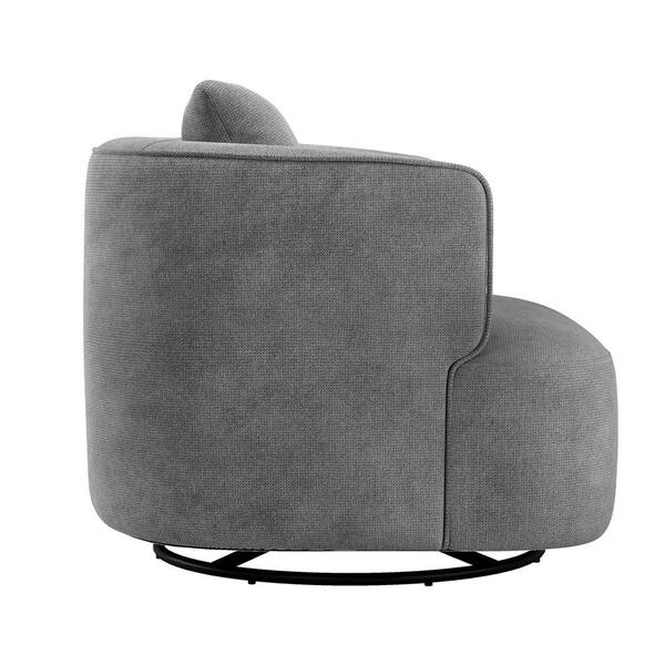Darna Gray Fabric Upholstered Swivel Accent Chair with Curved Arm Chair Cozy Modern Swivel Living Room Chair