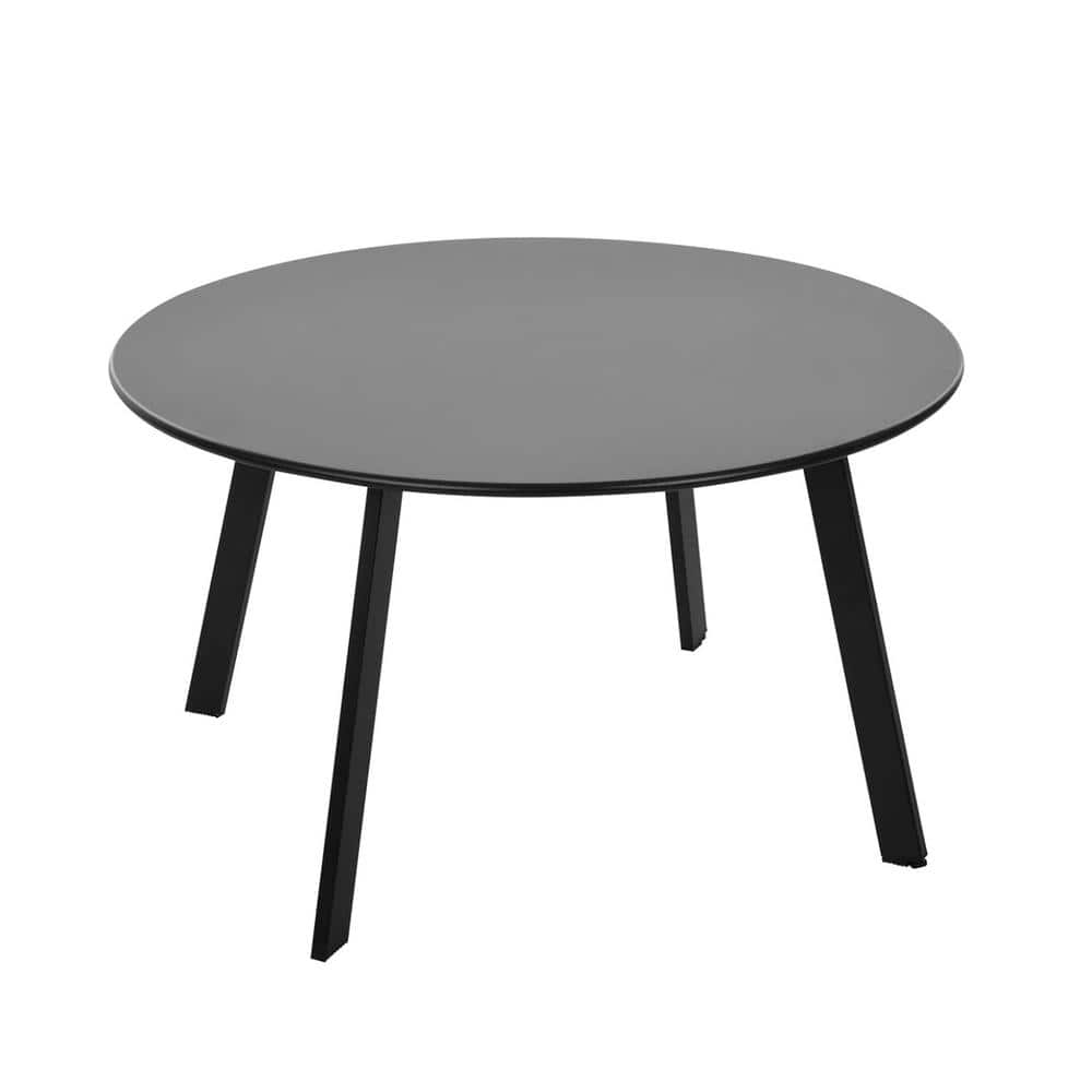 Black Round Steel Outdoor Coffee Table for Patio Balcony