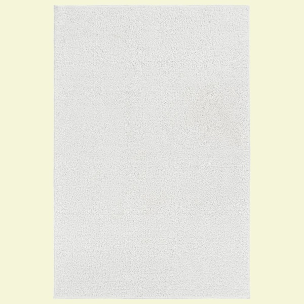 Palmer Plush 4 ft. x 6 ft. White Washable Non Slip Solid Color Area Rug