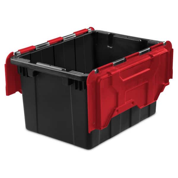 Sterilite 12 Gal./45l Hinged Lid Industrial Tote, Red Lid Sterilite 12 Gal./45l Hinged Lid Industrial Tote, Red Lid