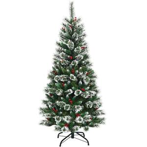 Costway 5 ft. Unlit Snow Flocked Artificial Christmas Tree with 339 ...