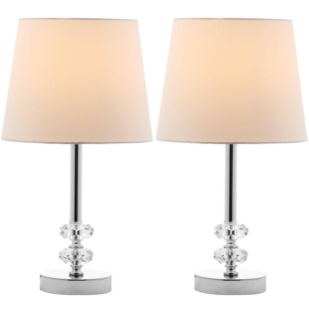 Ashford Clear Crystal Orb Table Lamp Set with White Shade