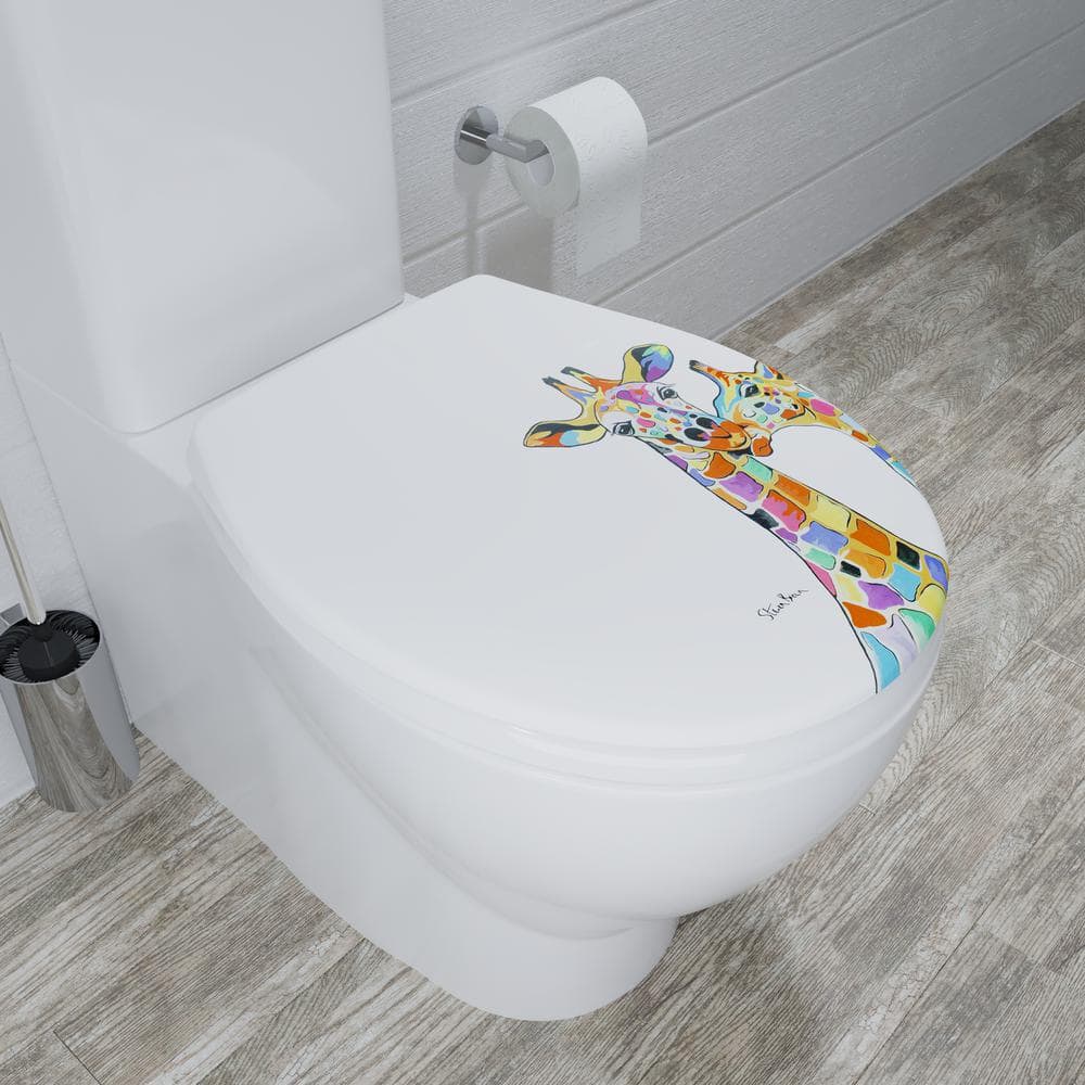 Colorful Giraffes Design Soft Close Elongated Toilet Seat