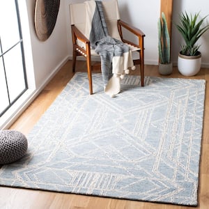 Micro-Loop Light Blue/Ivory 5 ft. x 5 ft. Abstract Geometric Square Area Rug