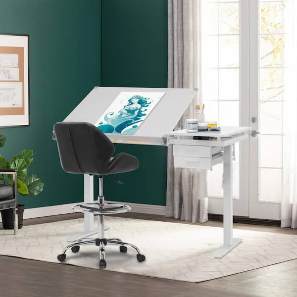 Studio Designs Graphix ELift 58 in. Rectangular White Metal and