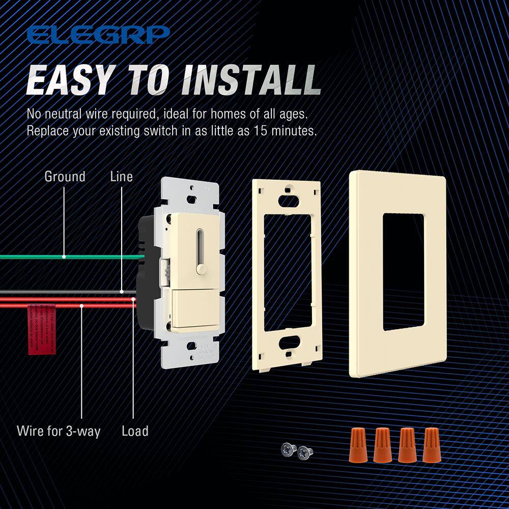 Light Almond Matte Double Pole Slide Dimmer with Wall Plate