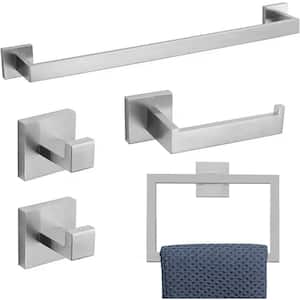 24 in. Wall Mounted, Towel Bar in Brushed Nickel, 5-Piece
