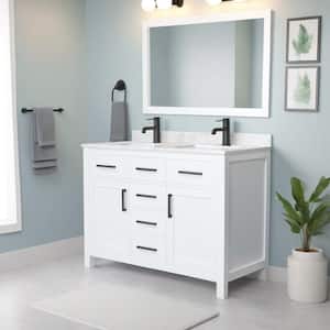 Beckett 48 in. W x 22 in. D x 35 in. H Double Sink Bathroom Vanity in White with Carrara Cultured Marble Top