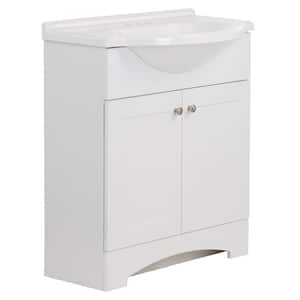 Del 30 in. W x 19 in. D x 36 in. H Single Sink Freestanding Bath Vanity in White with White Cultured Marble Top