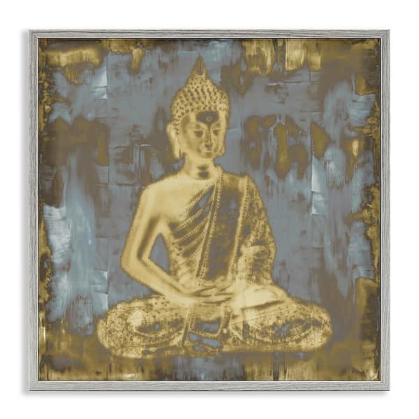 Stupell Industries Muted Earthy Buddha Abstract by Tom Bray Gray Framed Religious Giclee Art Print 12 in. x 12 in.