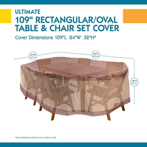Center Hole for Umbrella. Patio Set Covers 132 Lx104 W fits Extra Wide Patio Table and Chair Set 