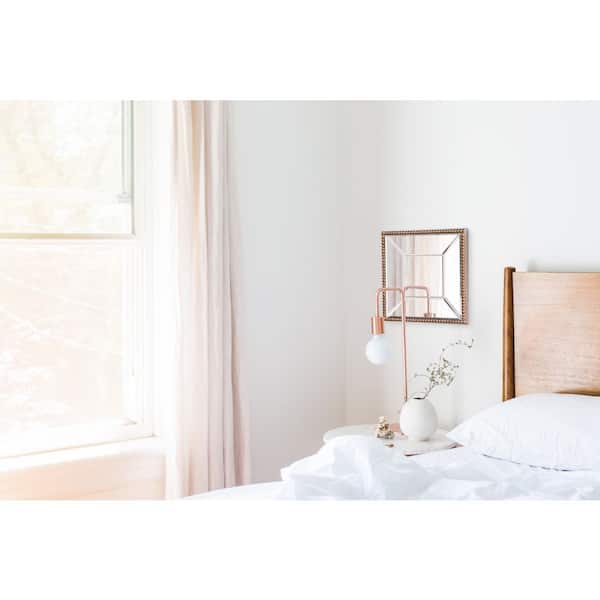 Marley Forrest - Small Square Champagne Silver Beaded Frame Beveled Glass Contemporary Mirror (12 in. H x 12 in. W)