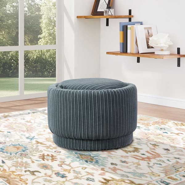Lanyard Storage Ottoman in Slate Cord Fabric