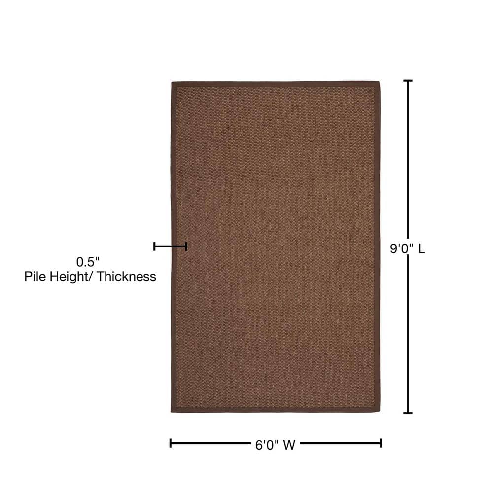 Hand-Knotted Chocolate Square Sisal 6' x 9' Area Rug