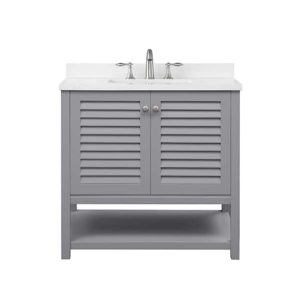 Home Decorators Collection Grace 36 In W X 22 In D Bath Vanity In Pebble Grey With Cultured Marble Vanity Top In White With White Basin Grace 36pg The Home Depot