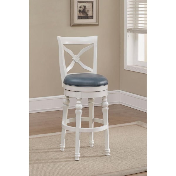 American Heritage Livingston 30 in. Antique White Cushioned Bar Stool