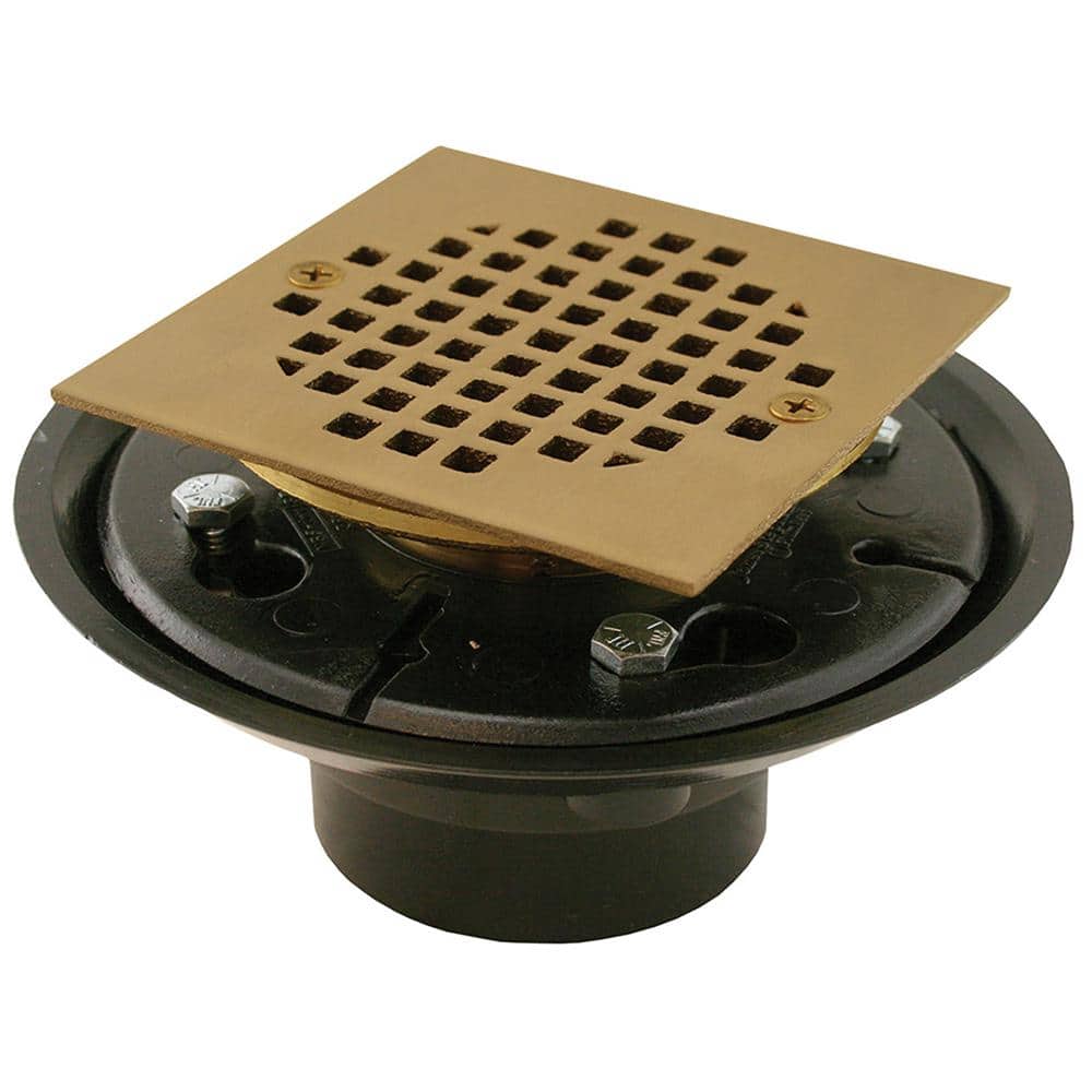 2 in. x 3 in. ABS Shower/Floor Drain with Brass Tailpiece and 4 in. Square Polished Brass Strainer price history on PriceWatchPro