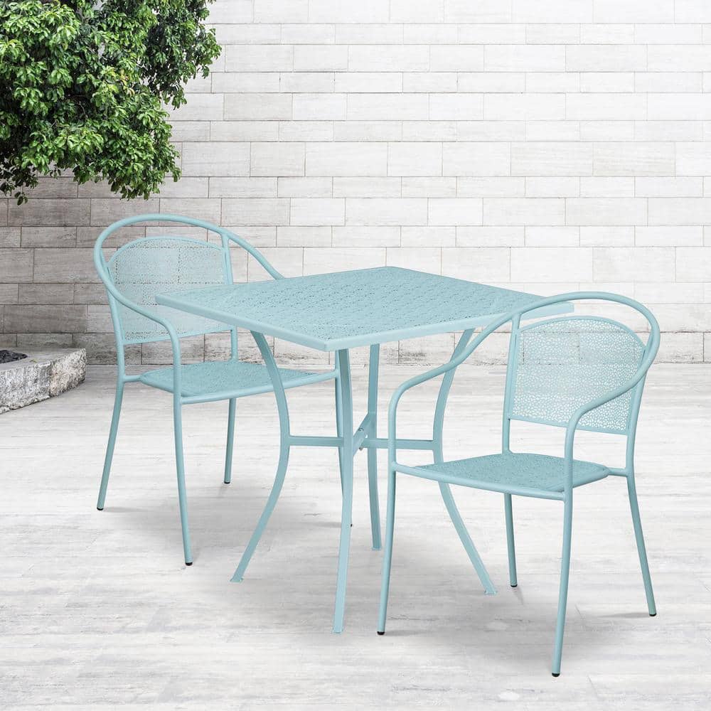Blue 3-Piece Metal Square Outdoor Bistro Set price history on PriceWatchPro