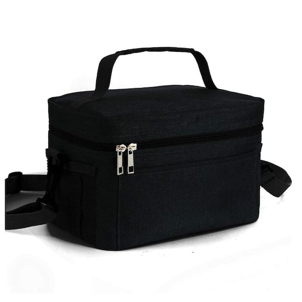 8 qt. Insulated Reusable Lunch Bag Leakproof Cooler Tote with Adjustable Shoulder Strap for Office Picnic Beach Black