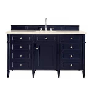 Brittany 60 in. W x 23.5 in. D x 34 in. H Single Bath Vanity in Victory Blue with Eternal Marfil Quartz Top