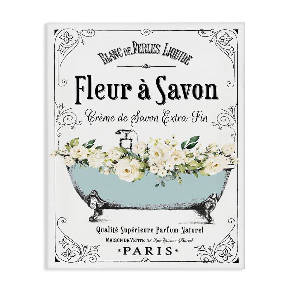 Parisian Bathroom Advertisement Floral Tub by Lettered and Lined Unframed Graphic Art Print Typography 36 in. x 48 in. price history on PriceWatchPro