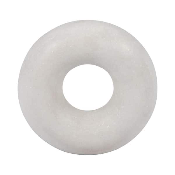 Liv & Skye 6 in. x 6 in. White Stone Marble Modern Round Decorative Sculpture